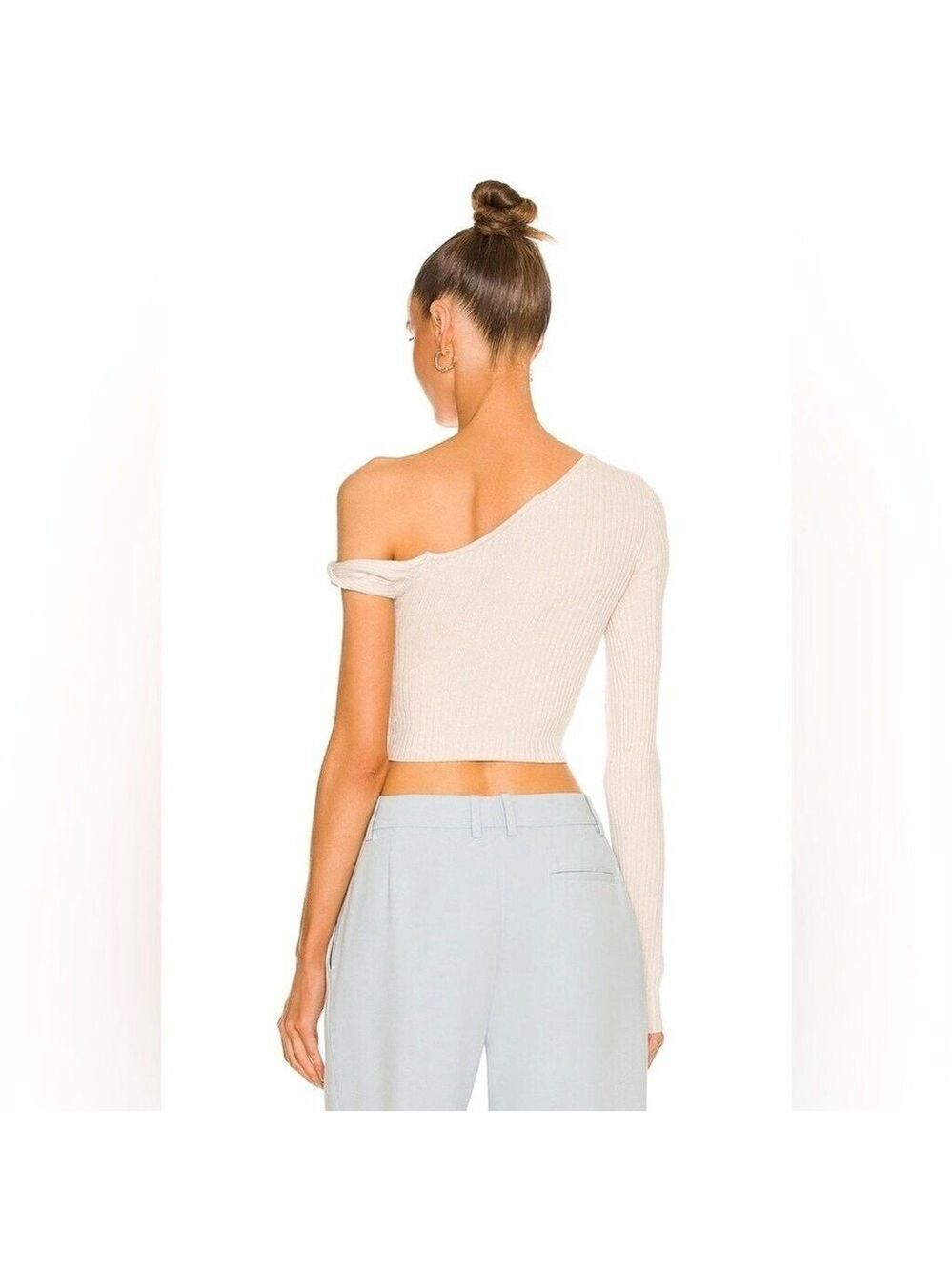 Silk Ivory Twist Sweater | Revolve Shae One Sleeve | NWT Large - Picture 2 of 15